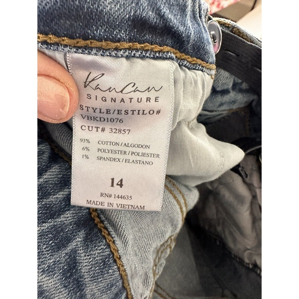 KanCan Girls Juniors Size 14 High Rise Jeans Raw Hem Distressed Medium Wash - Picture 4 of 4